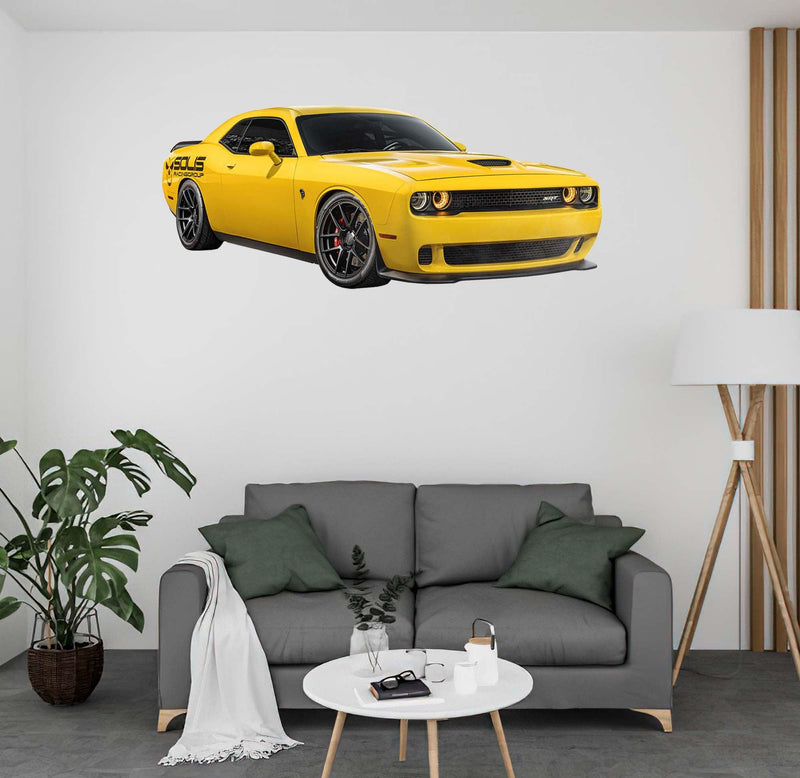 Dodge HellCat Yellow SRT wall Decal, PEEL-N-STICK, REMOVABLE - CoolWalls.ca