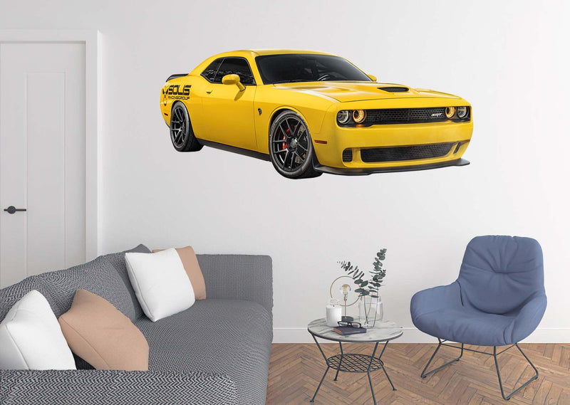 Dodge HellCat Yellow SRT wall Decal, PEEL-N-STICK, REMOVABLE - CoolWalls.ca