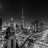 Dubai Landscape Night with Moon B&W, Wallpaper, Peel-N-Stick and Removes Easily Anytime