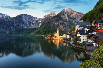 Hallstatt with mountains in background