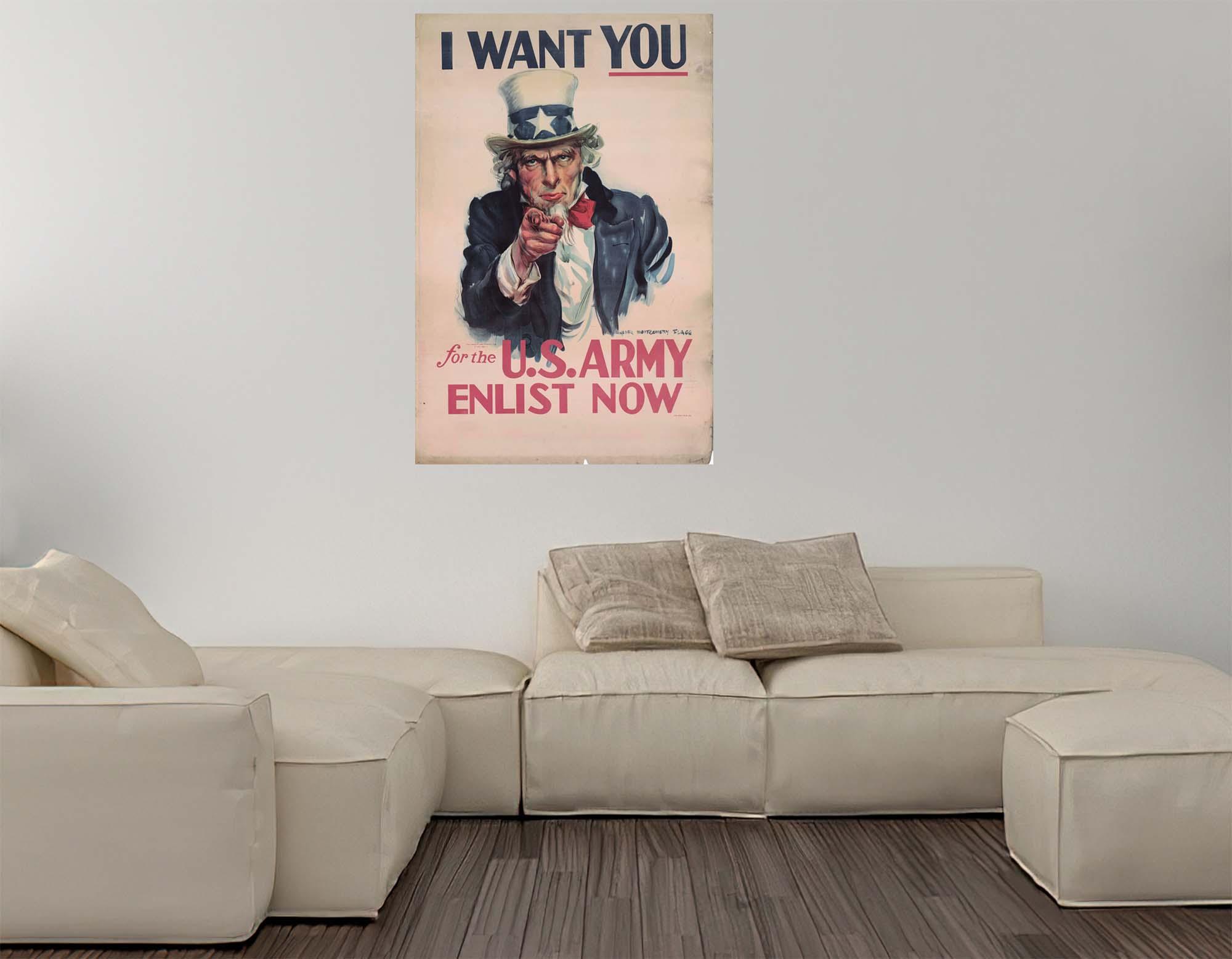 CoolWalls.ca diecut I Want You (No Border) Vintage Poster, Wall Decal Sticker Wallpaper, PEEL-N-STICK, removable anytime. Great for a classroom