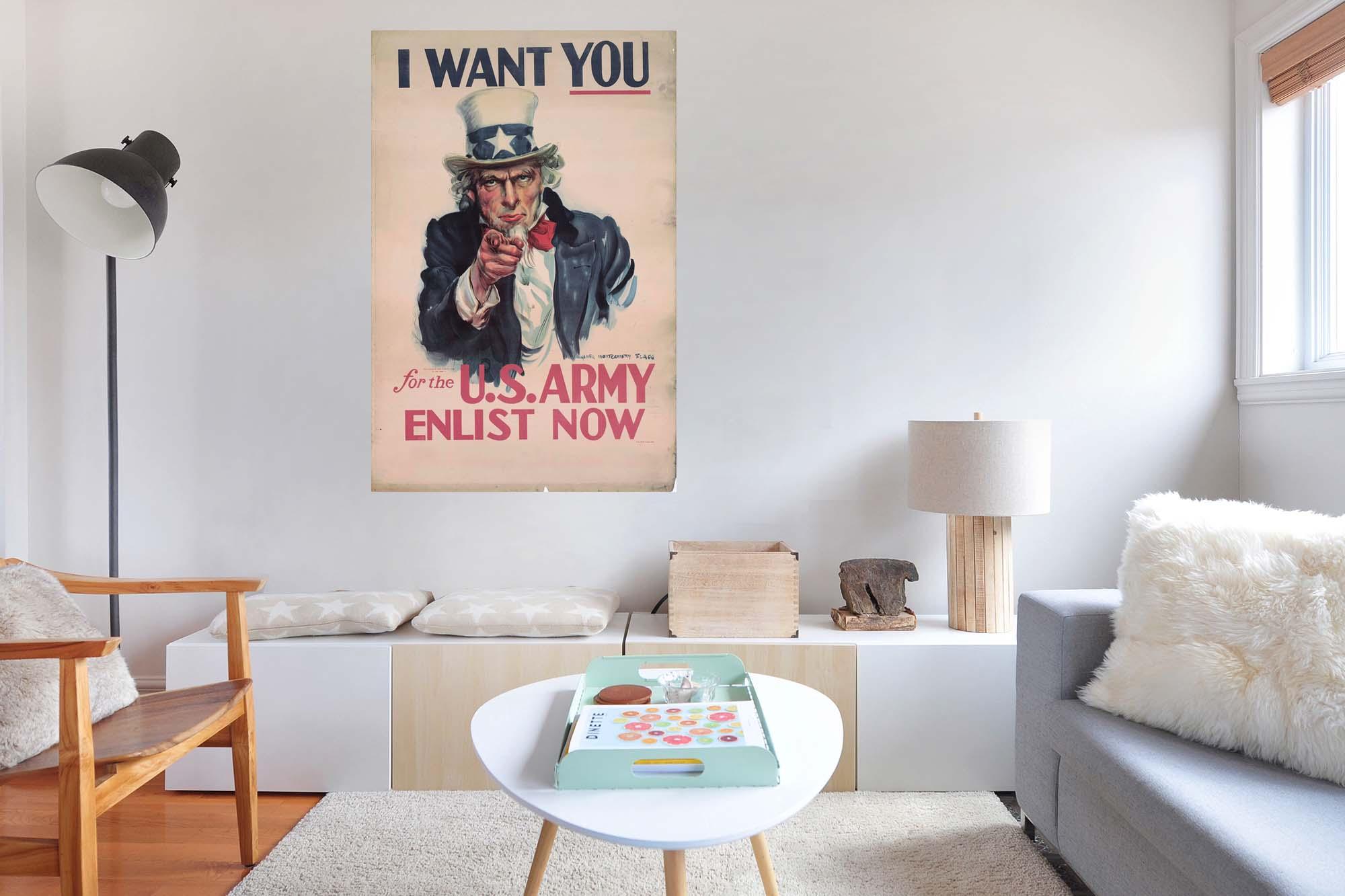 CoolWalls.ca diecut I Want You (No Border) Vintage Poster, Wall Decal Sticker Wallpaper, PEEL-N-STICK, removable anytime. Great for a classroom