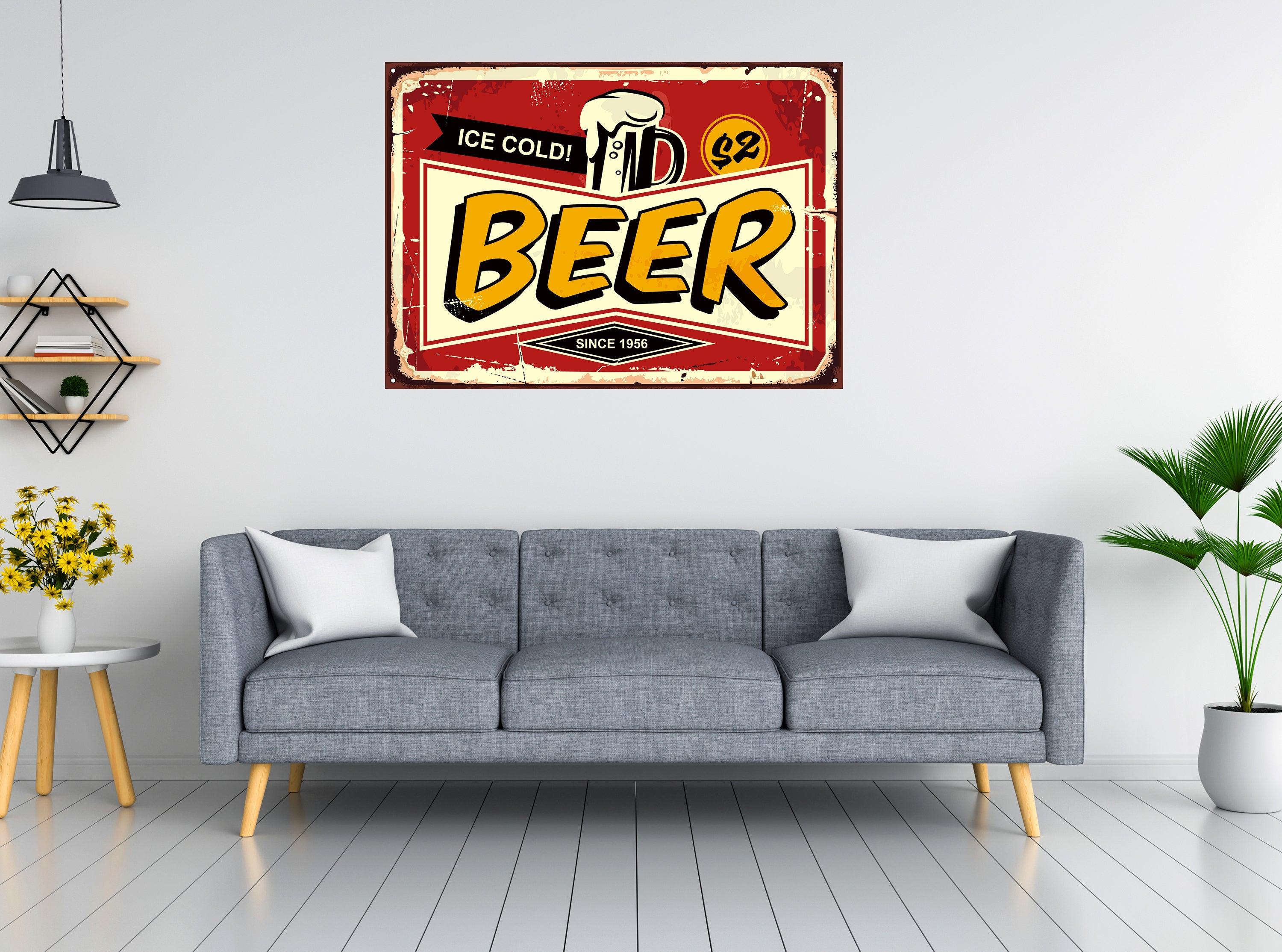 Ice Cold Beer 2 dollars Sign Decal