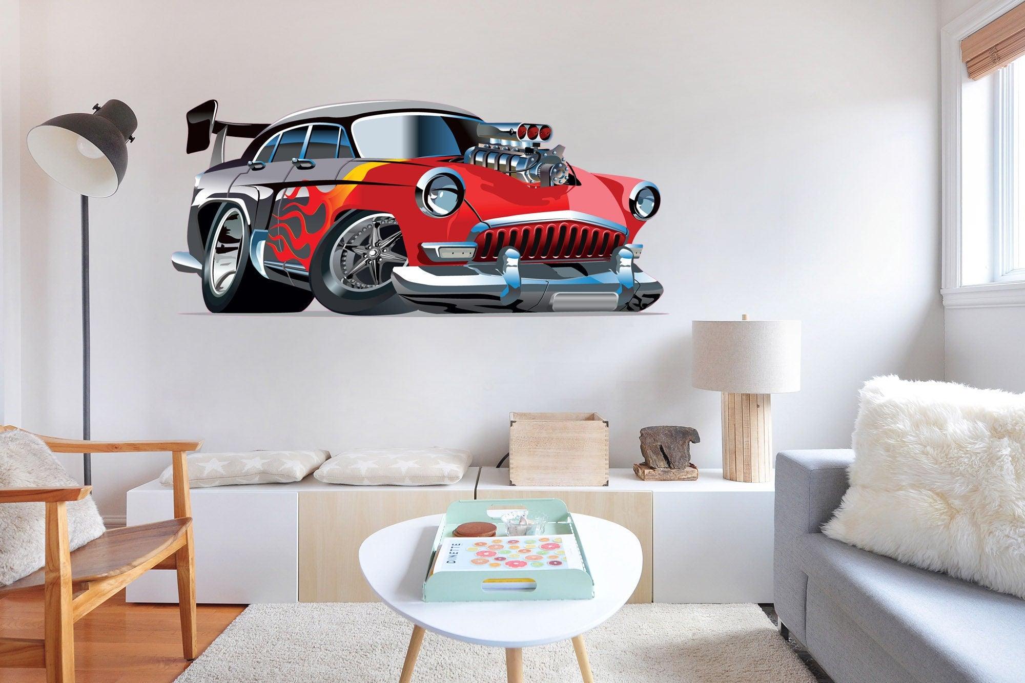 Kids Room Hot Rod Decal, Car Decal