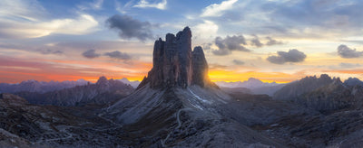 Large mountain peak with sunset