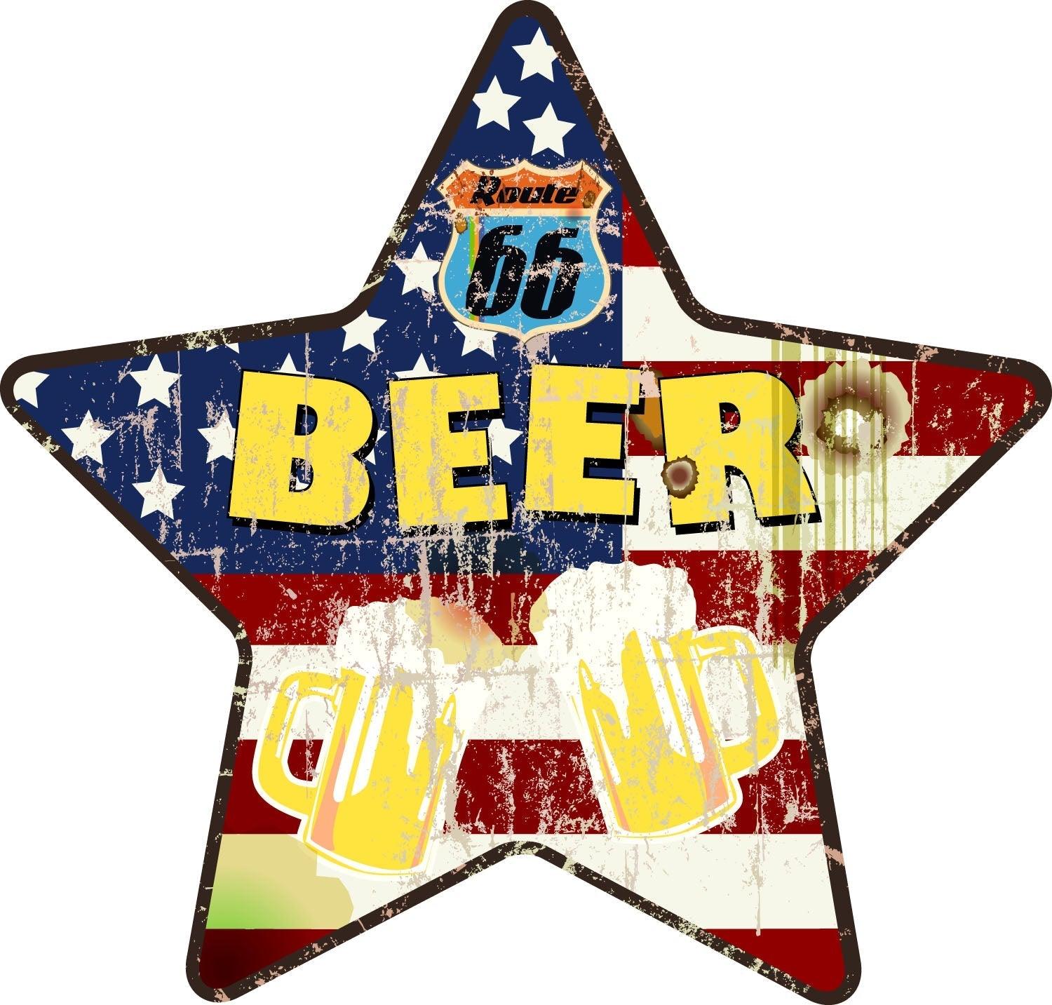 Man Cave Beer Route 66 Star Wall Sticker