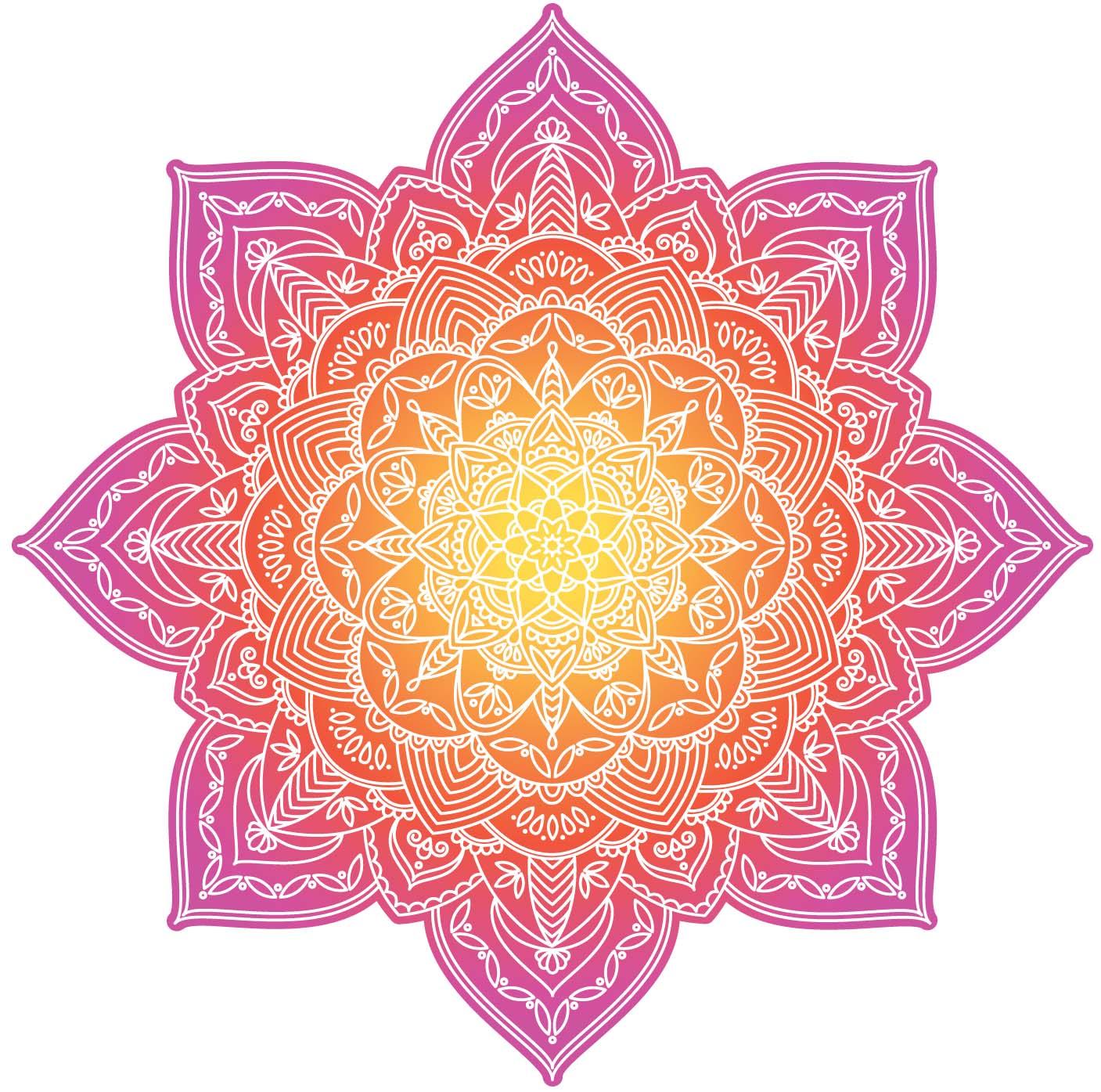 Mandala Yoga Wall Sticker Pink: Peel-N-Stick wall decal