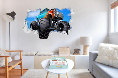 Monster Truck 3D Wall Hole, Wall Decal Sticker, Removable Wall Decal 003