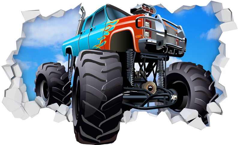 Monster Truck 3D Wall Hole, Wall Decal Sticker, Removable Wall Decal 003