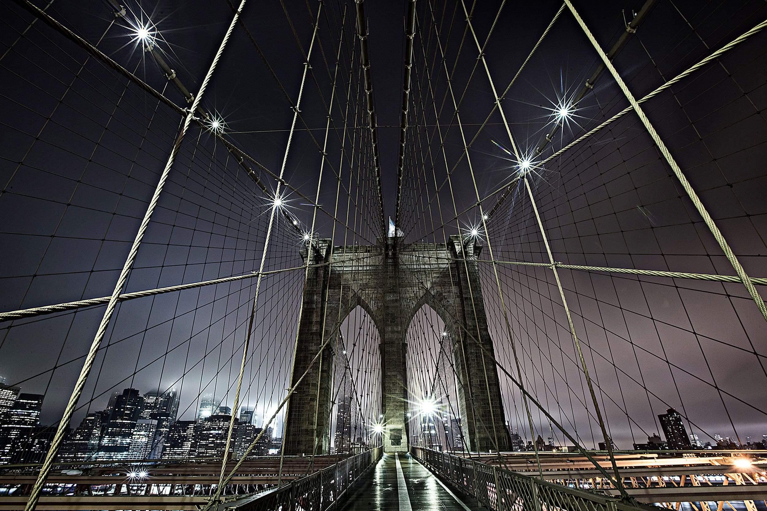 NYC Bridge at night from top