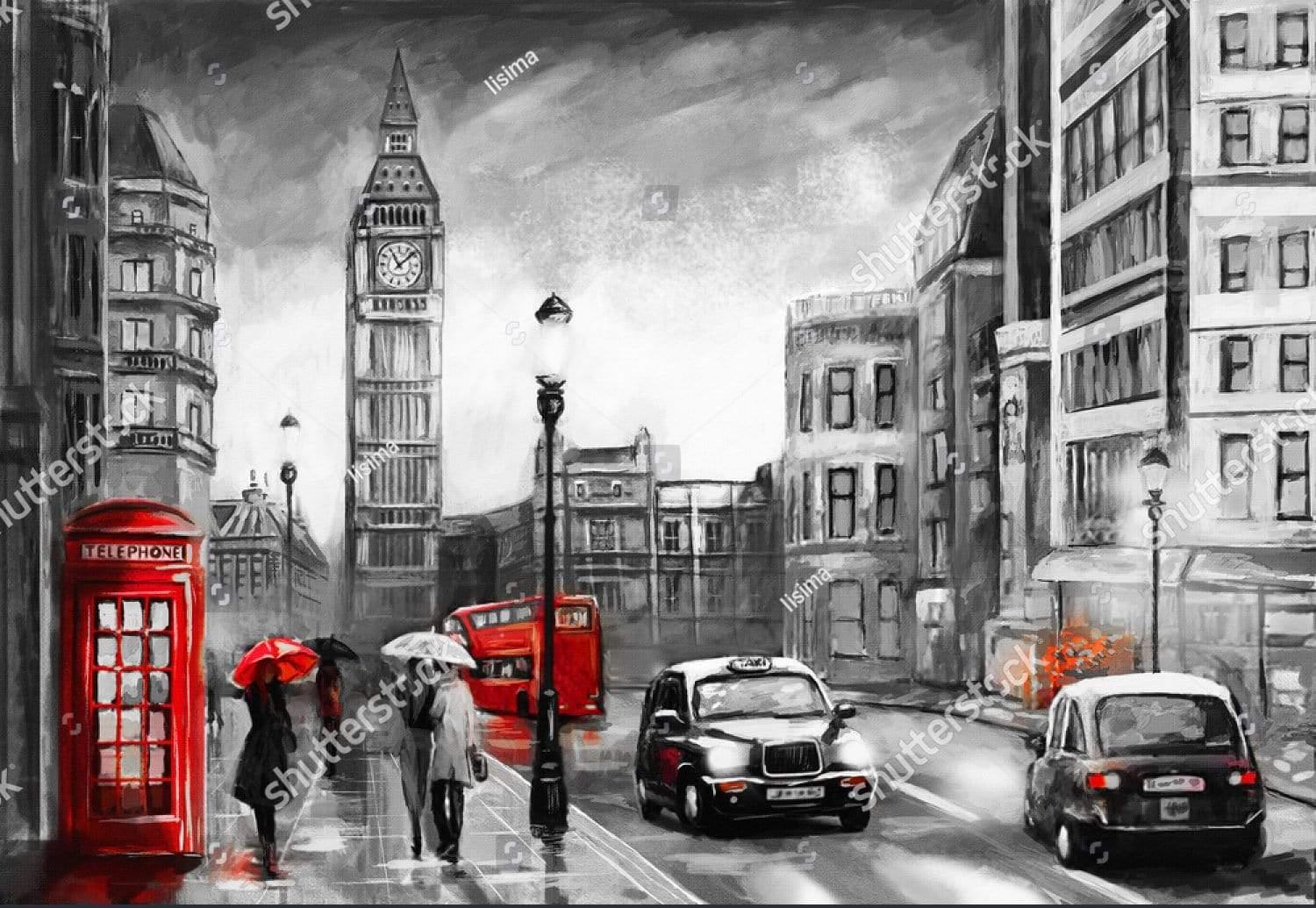 Oil Painting London red Phone booth