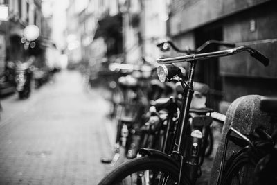 Old Bicycle B&W on road