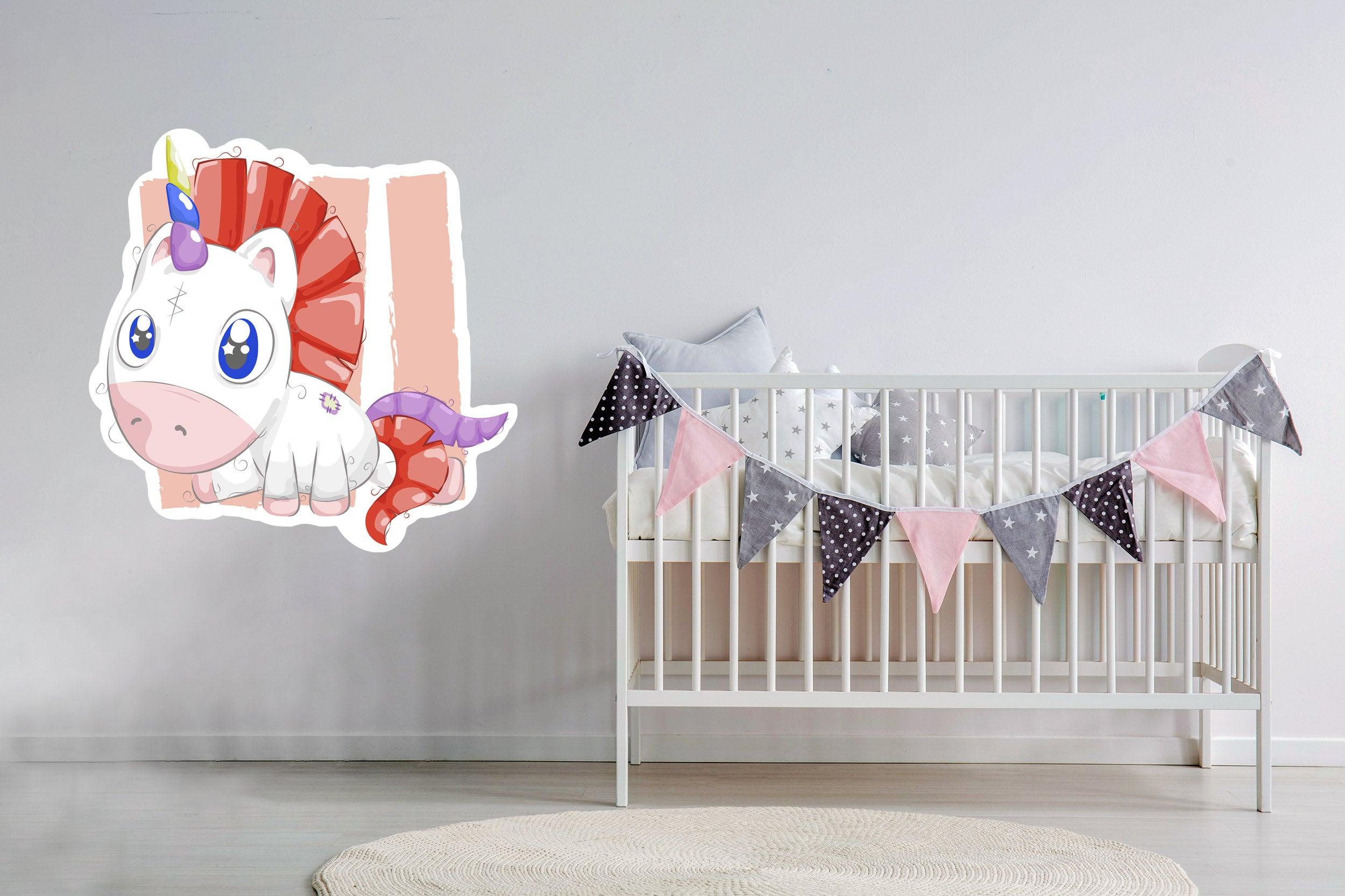 Pastel Cartoon Unicorn Decal: Removable and Cute
