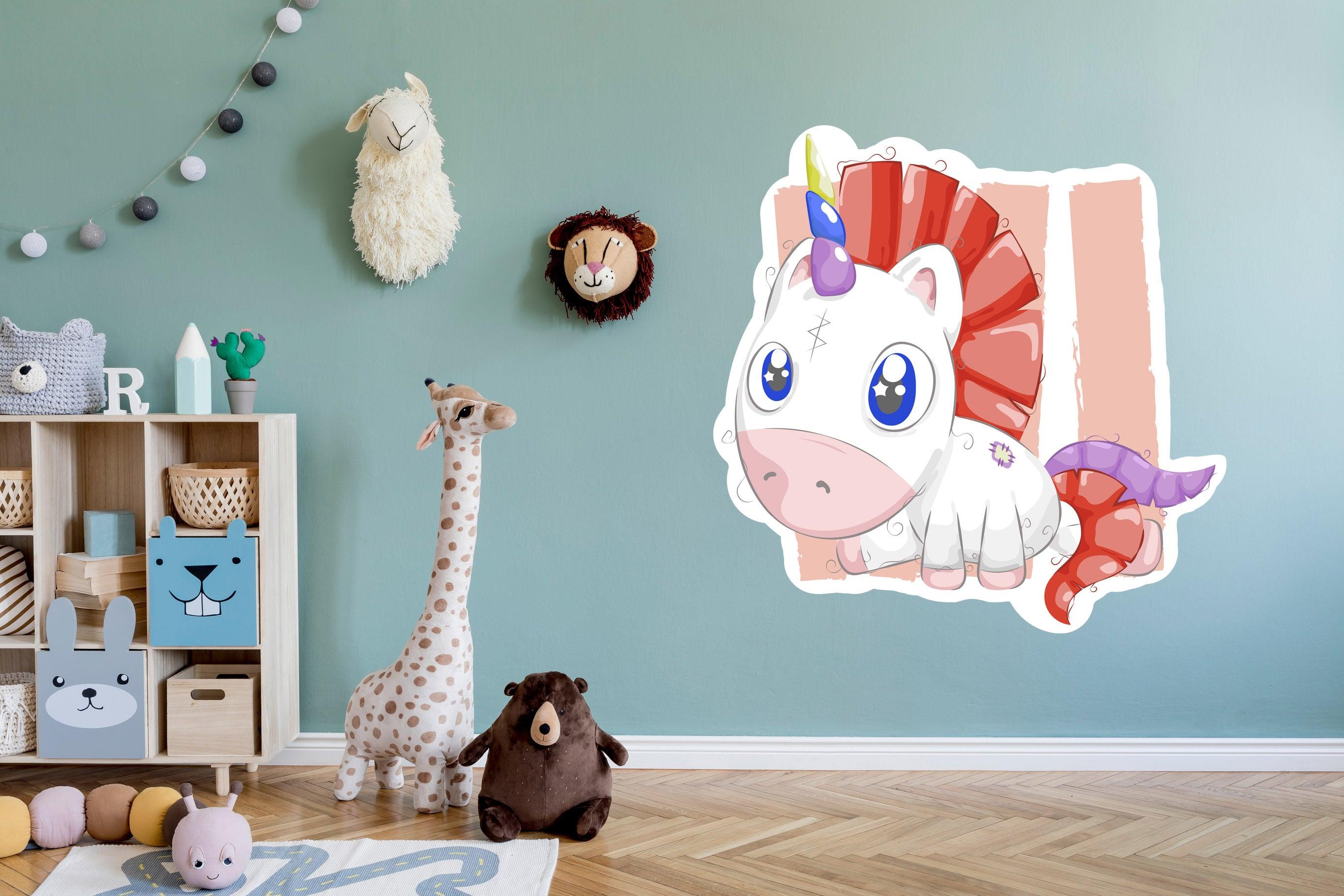 Pastel Cartoon Unicorn Decal: Removable and Cute