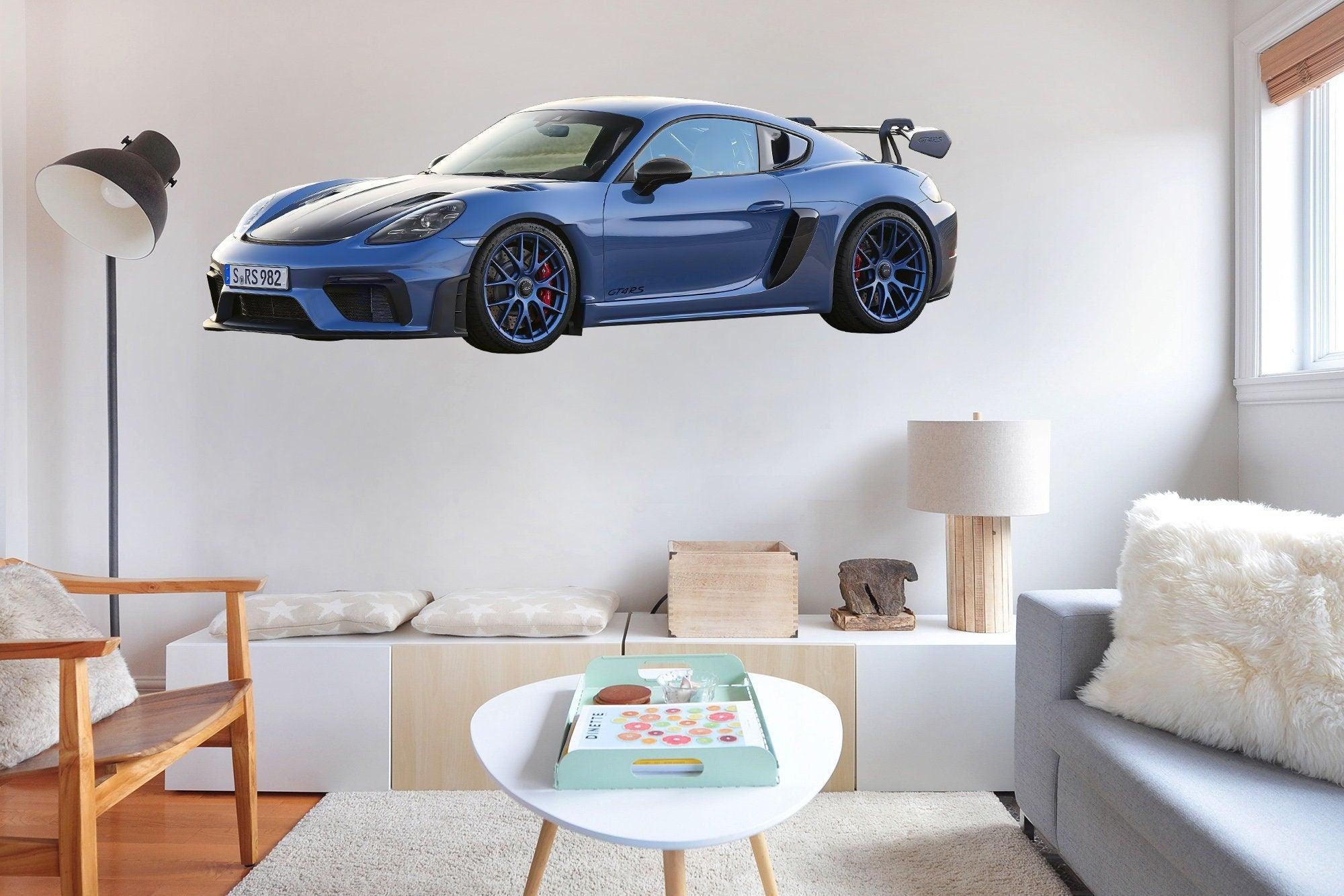 Porsche 718 Cayman GT4 RS, Car Wall Decal, Removable Fabric Wall Sticker, Super Car, Kids Bedroom, Man Cave Wall Art 041