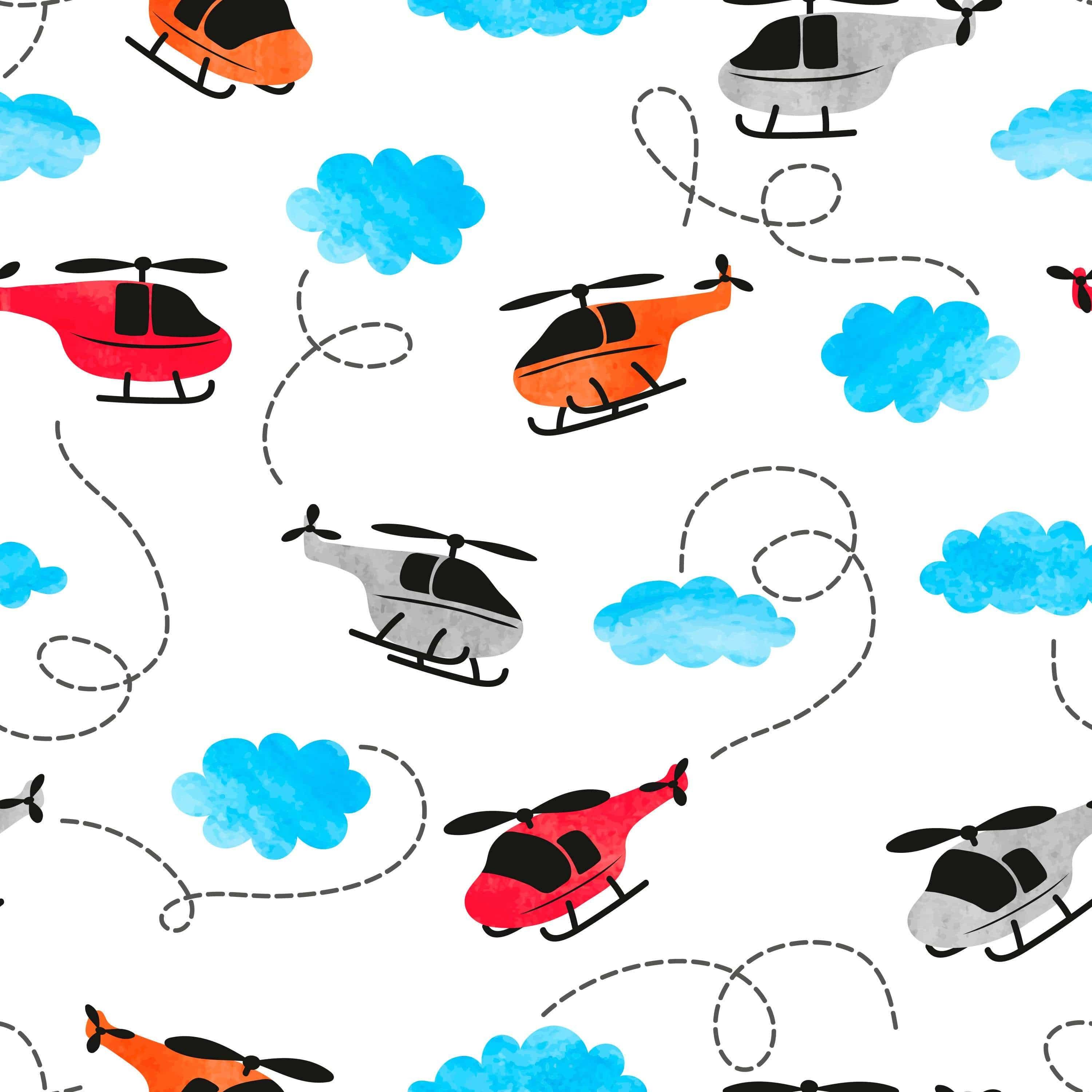 Removable and Seamless Helicopters Wallpaper in 28" Rolls