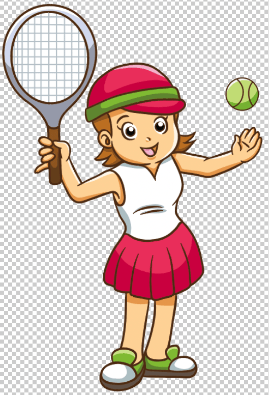 Removable Indoor, Fabric Peel-N-Stick Wall Decal: Tennis Girl, Illustrated Decal
