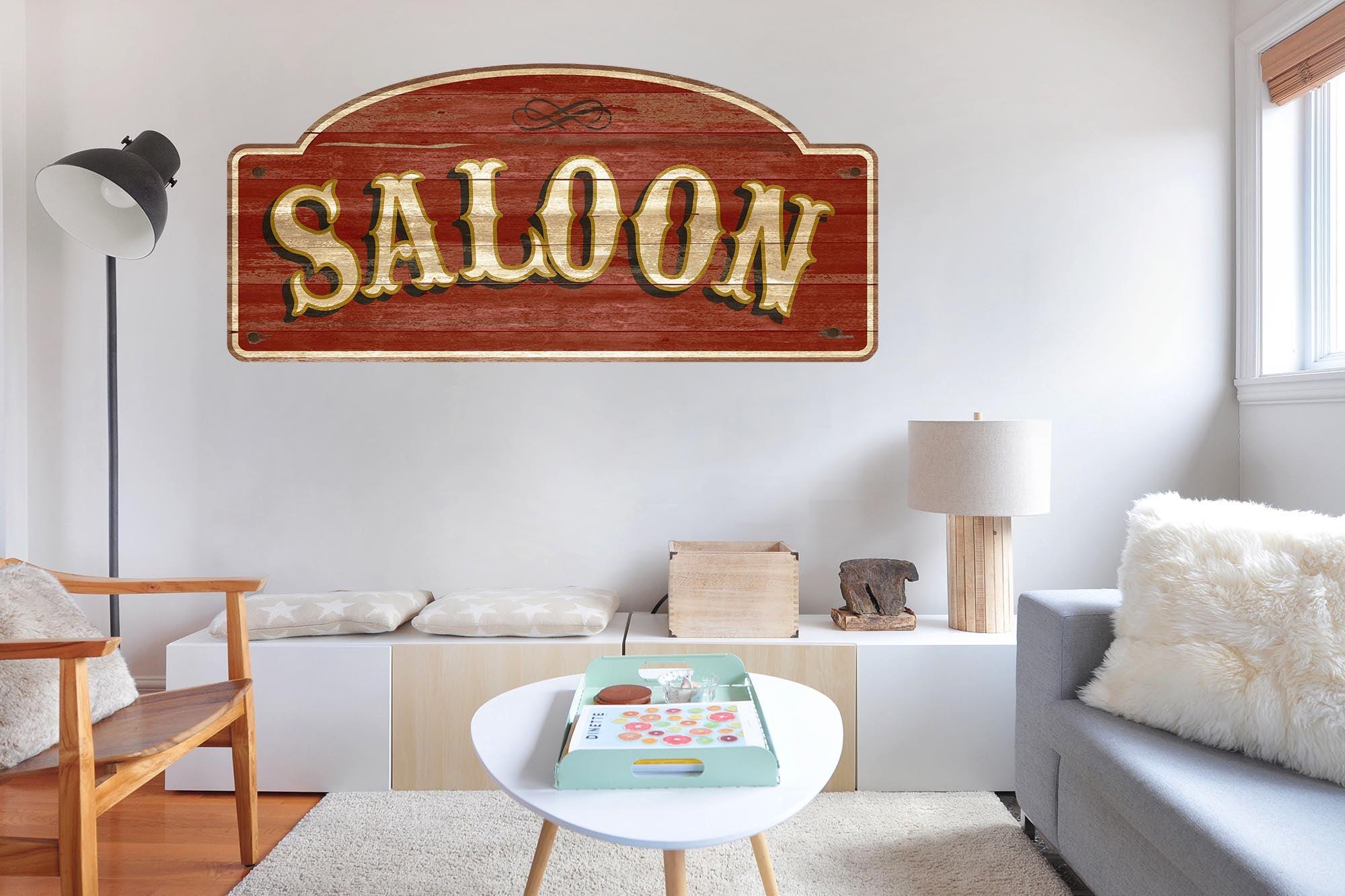 CoolWalls.ca DieCut Saloon Retro Bar Sign Decal, Wall Decal, Peel-N-Stick and Removes Easily Anytime