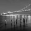 San Francisco Skyline & Bay Bridge at night BW