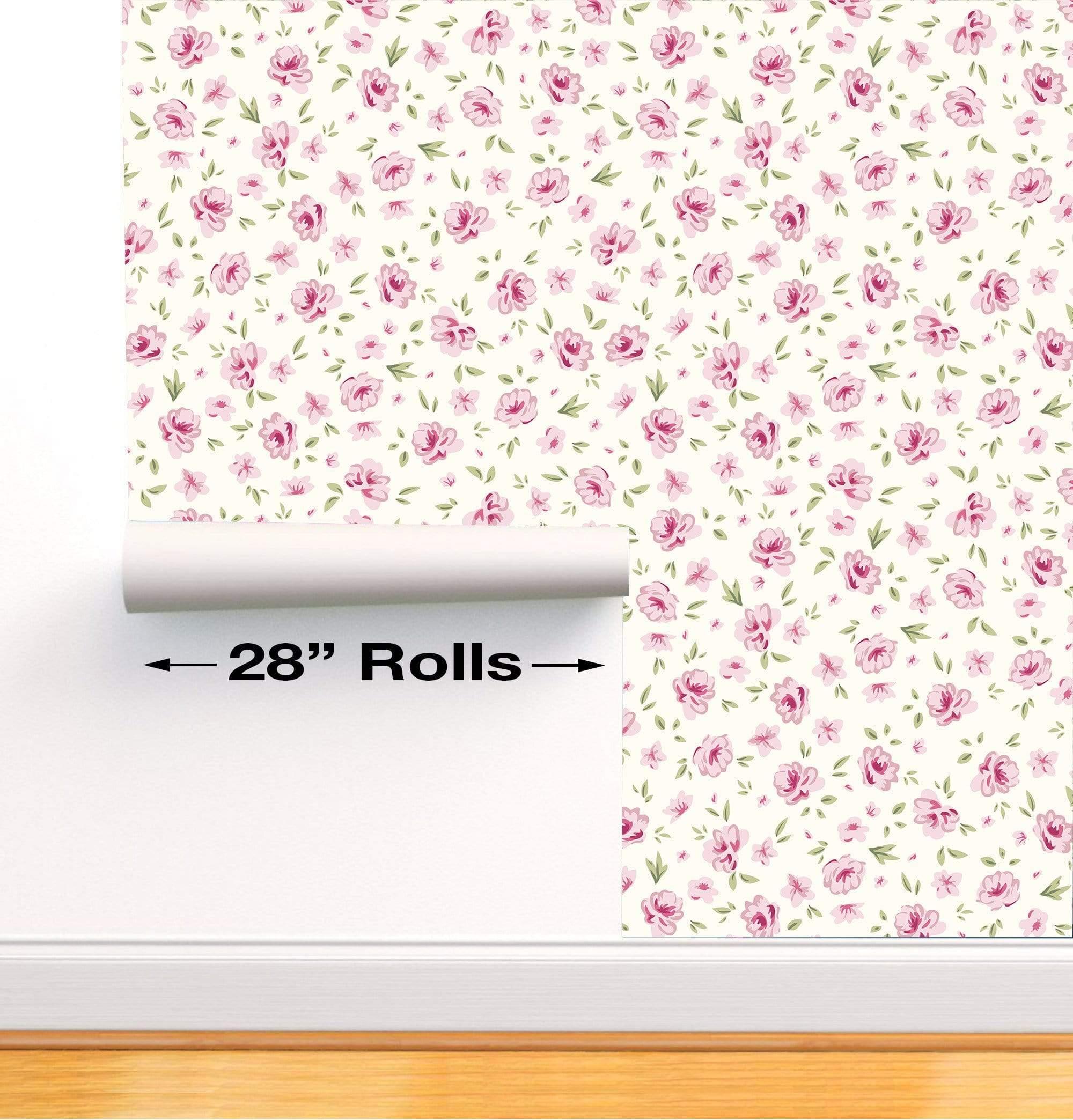 Shabby chic rose pattern floral seamless background 28" Wallpaper