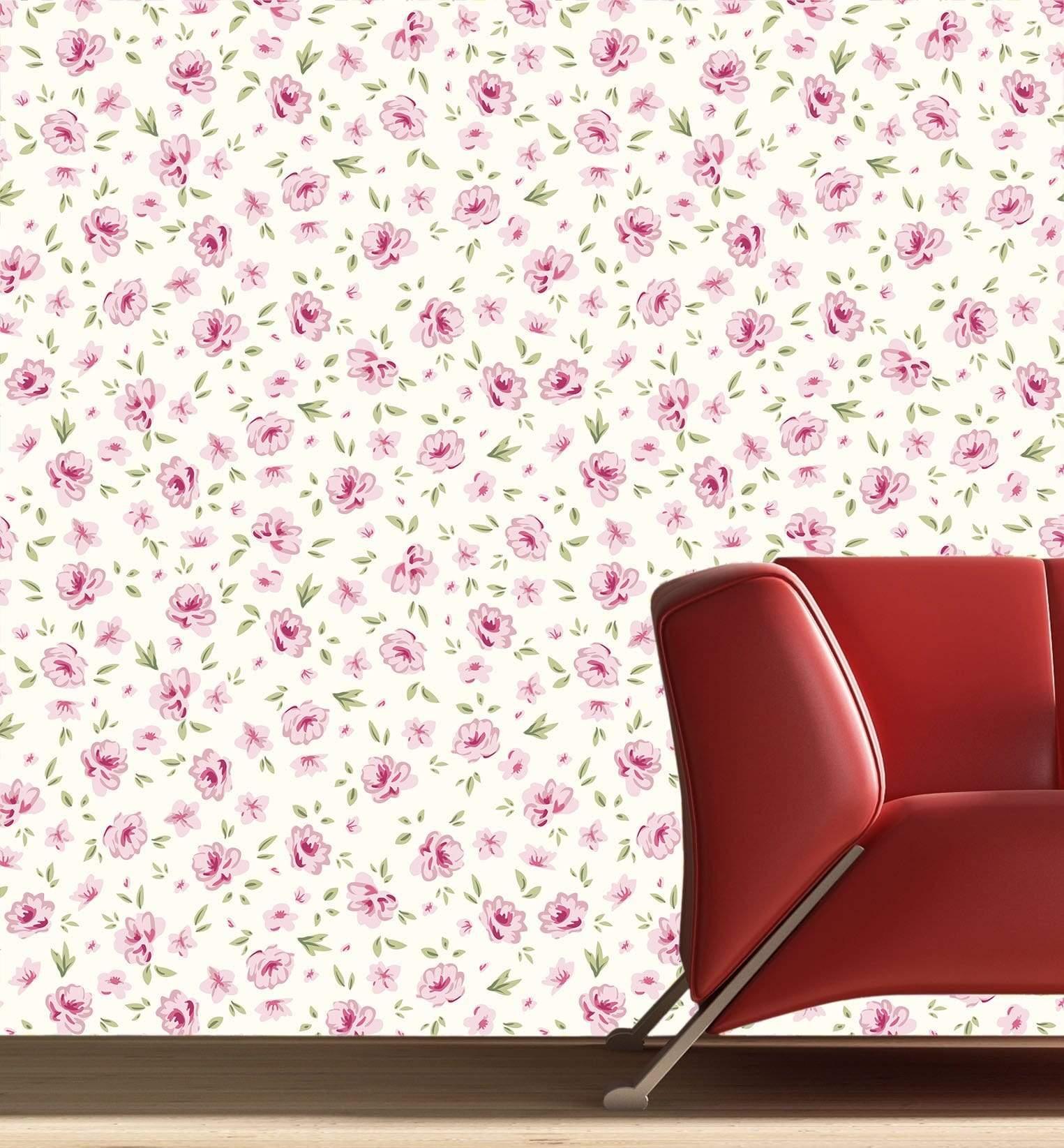 Seamless pattern with cute flowers on pink background. Yoga Mat by