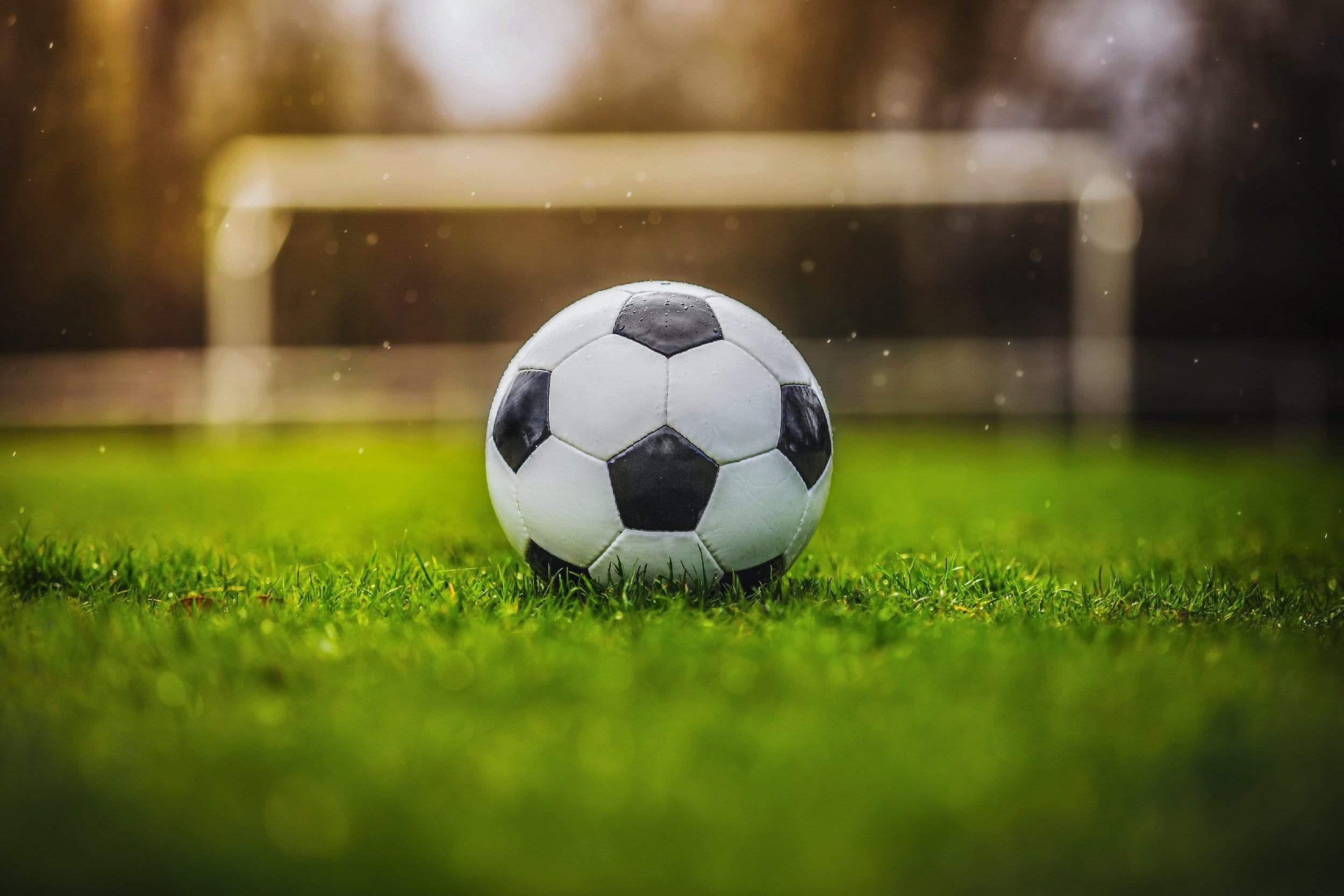 Soccer ball with goal background