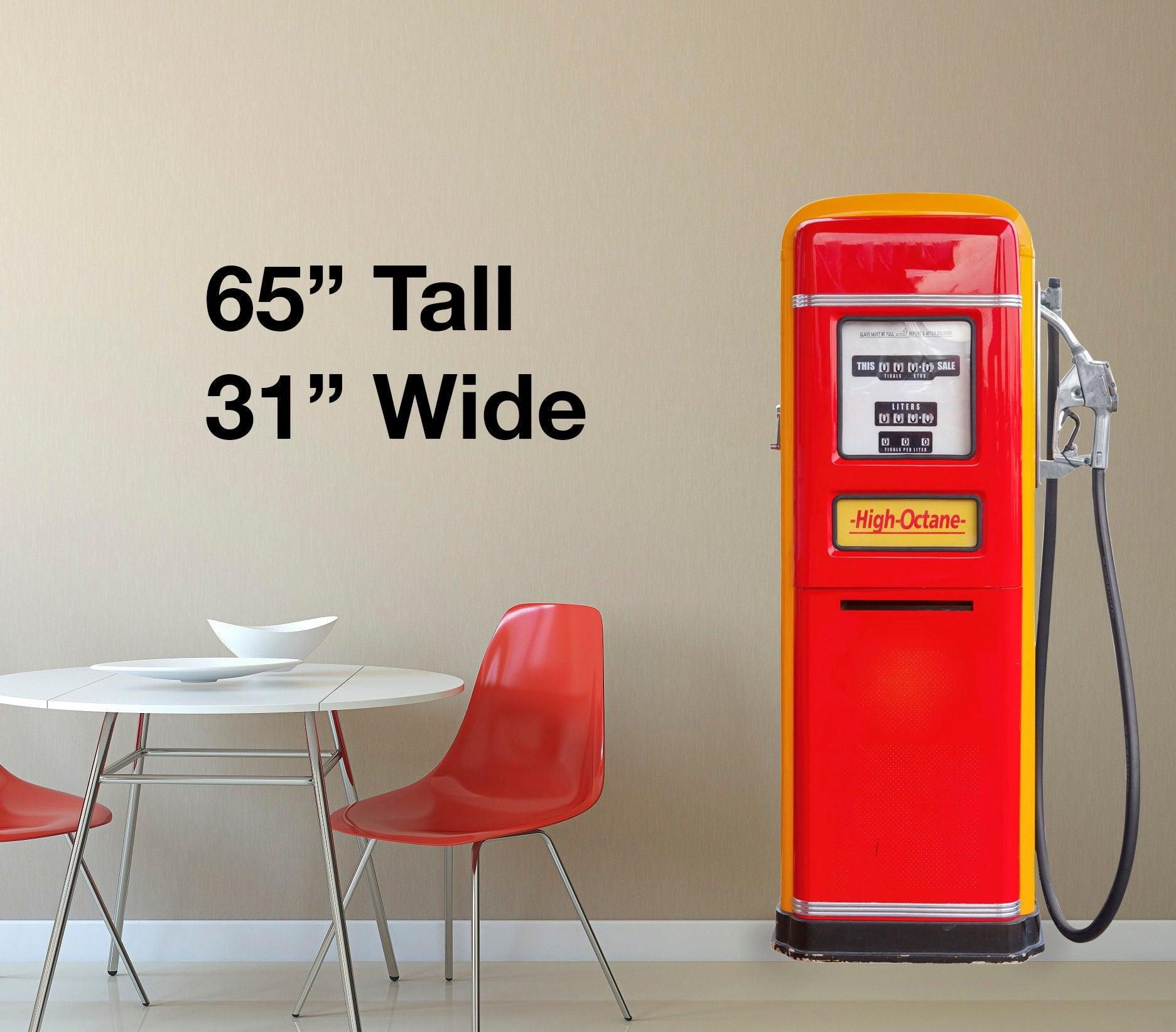 Vintage Red Gas Pump Decal | 64" x 23" | Man Cave | Fabric Decal | Removable | Authentic looking | Realistic
