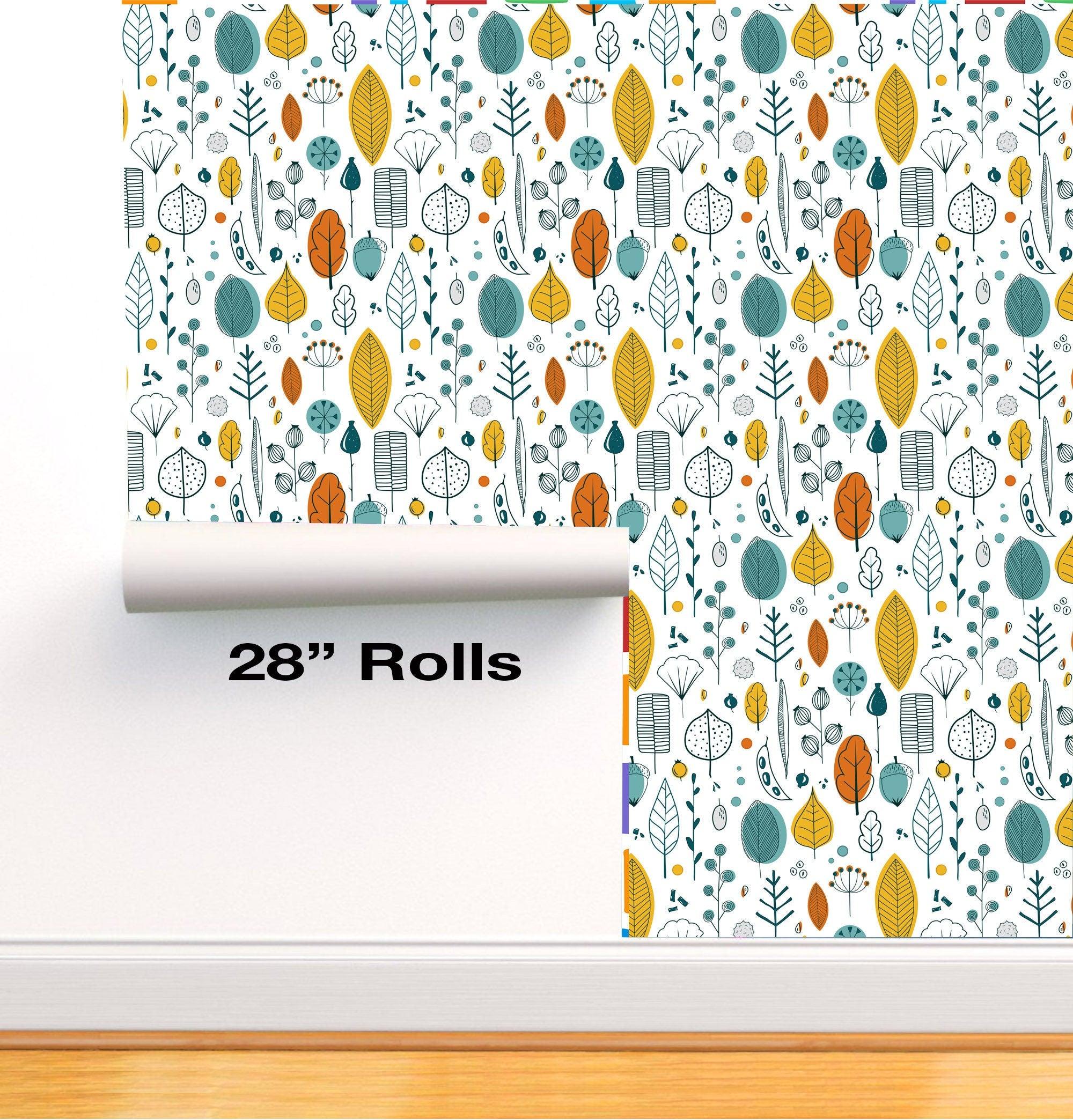 Wallpaper Pattern of drawn leaves Removable Wallpaper Peel-N-Stick Seamless Pattern | Removable Fabric