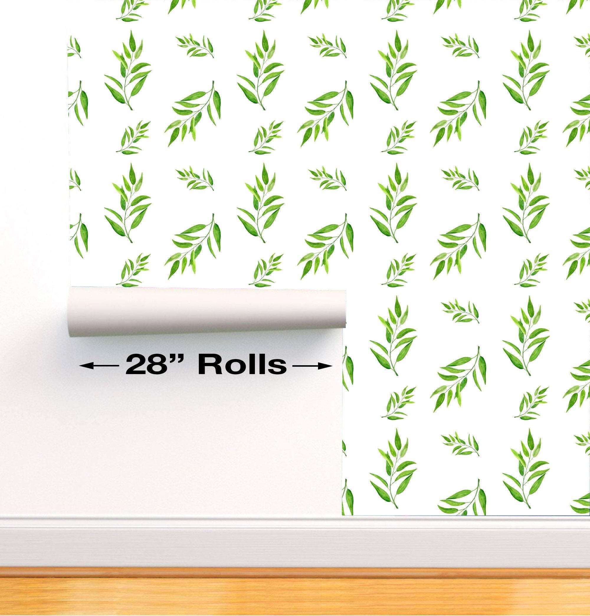 Wallpaper Pattern of green leaves | Removable Wallpaper | Peel-N-Stick | Seamless Pattern | Removable Fabric
