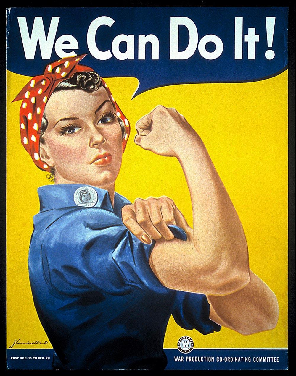 CoolWalls.ca Posters, Prints, & Visual Artwork 15" x 19.12" War Advert Rosie Riveter WW2 We Can Do It Women USA Artwork: Peel_n_Stick onto the wall, wallpaper like fabric