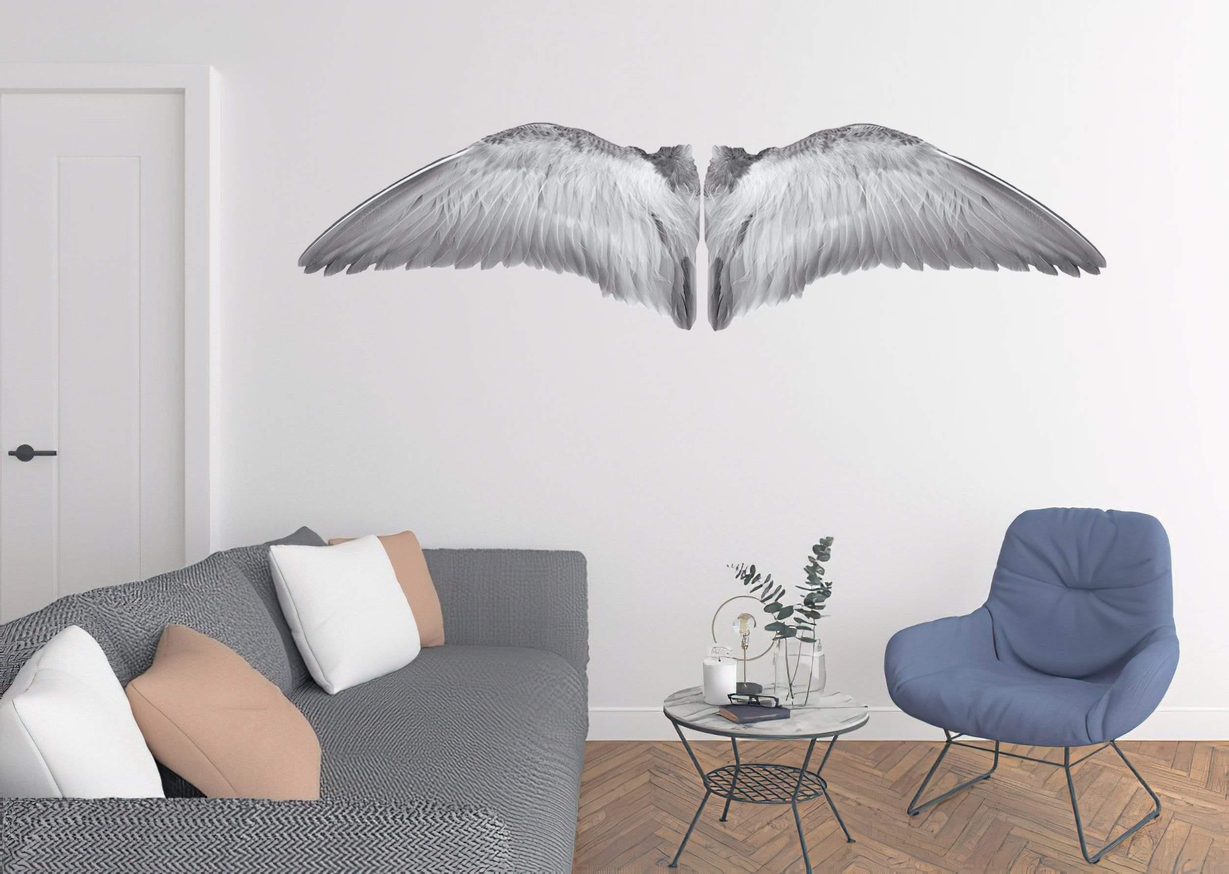 White Gray Wings Die Cut to Wings, Wall Decals, Angel Wings, Bird Wings