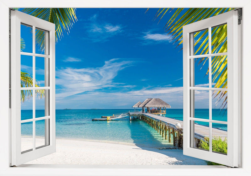 Window Scape Beach Pier White Sand over white Sand 