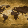 World Map Golden colour on textured paper