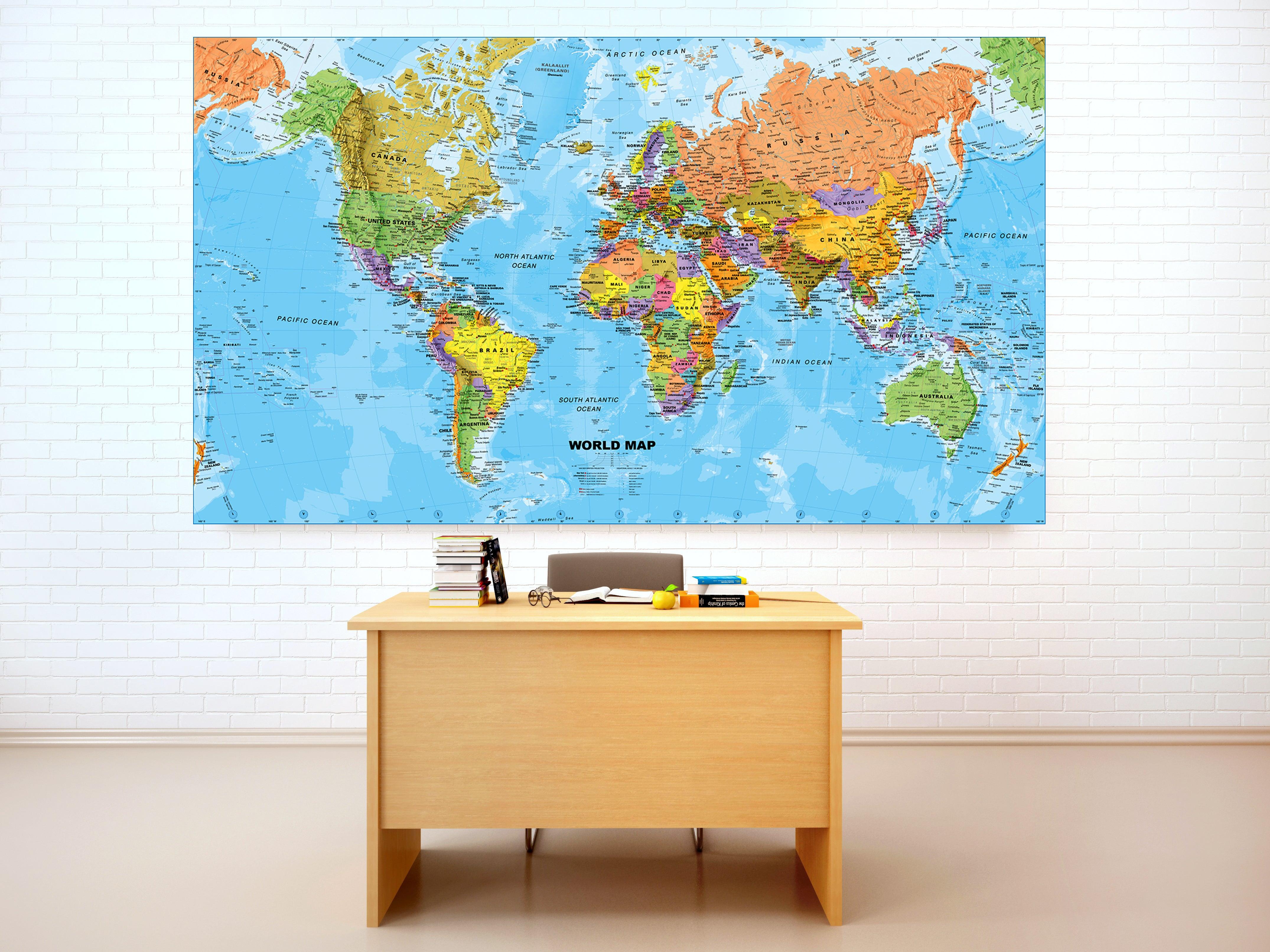 CoolWalls.ca diecut World Map Wall Decal Sticker Wallpaper, PEEL-N-STICK, removable anytime. Great for a classroom