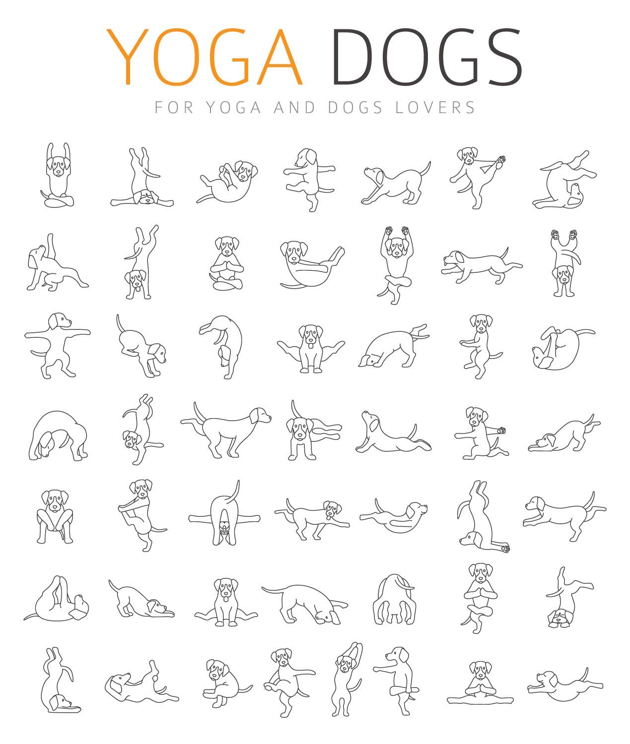 Yoga Dogs Wall Sticker: Peel-N-Stick wall decal