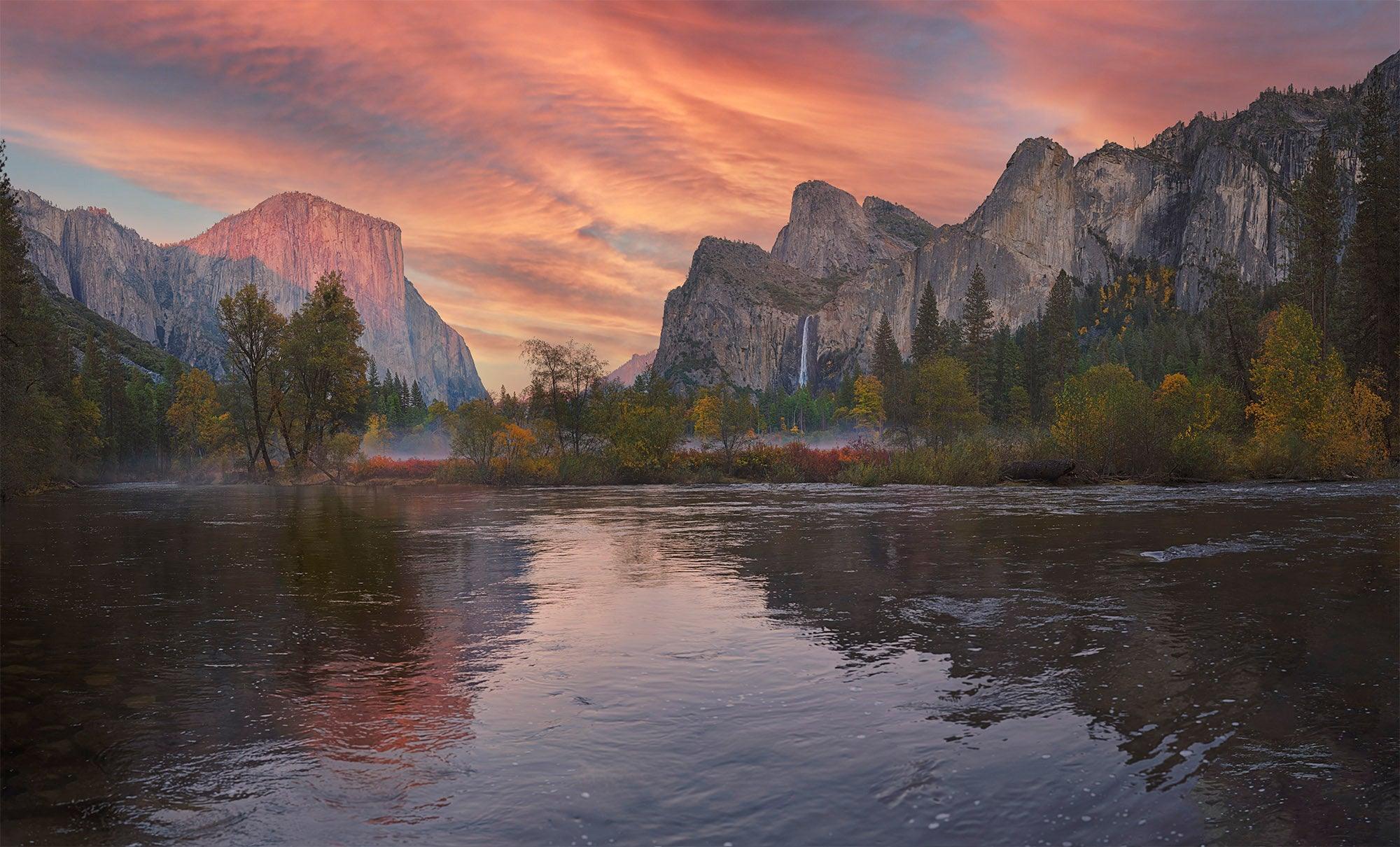 CoolWalls.ca Background Yosemite El Capitan Sunset over the river image, High resolution GigaPixel Image